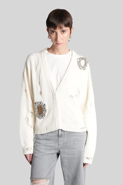 Area Crystal-embellished Cotton And Cashmere Cardigan In Neutral