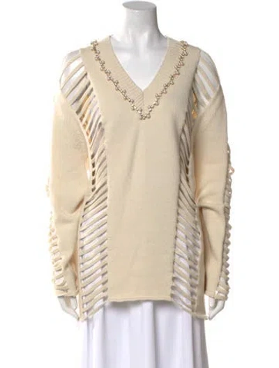 Pre-owned Area Cashmere Striped Tunic In Neutral