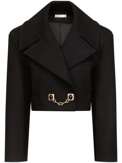 Area Chain-detailing Cropped Jacket In Black