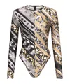Area Chain Link-print Bodysuit In Black