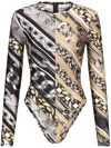 Area Chain Link-print Bodysuit In Schwarz