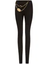 Area Chain Plate Belted Ponte Leggings In Black
