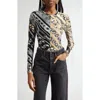 Area Chain Print Long Sleeve Bodysuit In Multi