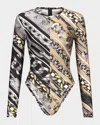 Area Chain Link-print Bodysuit In Multi