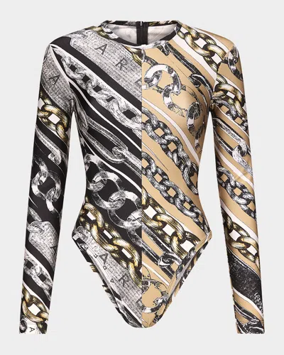 AREA CHAIN-PRINT LONG-SLEEVE BODYSUIT