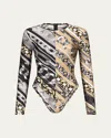 Area Chain Link-print Bodysuit In Multi