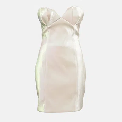 Area Champagne Pink Lame Strapless Mini Dress