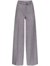 Area Crystal Button Wide Leg Trousers In Purple