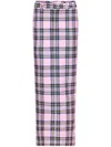 Area Checked Wool Midi Skirt In Pink
