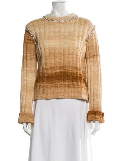 Pre-owned Area Colorblock Pattern Crew Neck Sweater W/ Tags In Brown