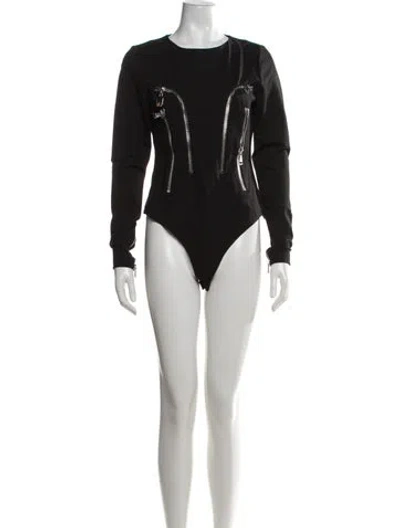 Pre-owned Area Crew Neck Long Sleeve Bodysuit In Black