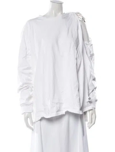 Pre-owned Area Crew Neck Long Sleeve Top In White