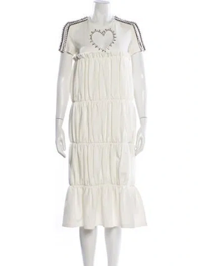 Pre-owned Area Crew Neck Midi Length Dress In Yellow
