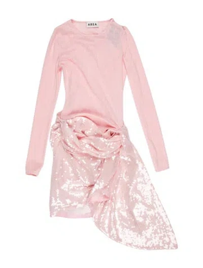 Pre-owned Area Crew Neck Mini Dress W/ Tags In Pink