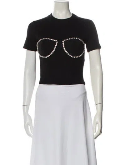 Pre-owned Area Crew Neck Short Sleeve Crop Top In Black