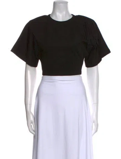 Pre-owned Area Crew Neck Short Sleeve Crop Top In Black