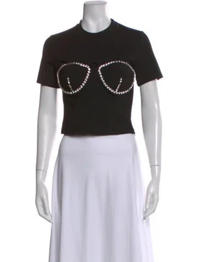 Pre-owned Area Crew Neck Short Sleeve Crop Top In Black