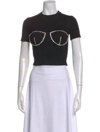 Pre-owned Area Crew Neck Short Sleeve Crop Top In Black