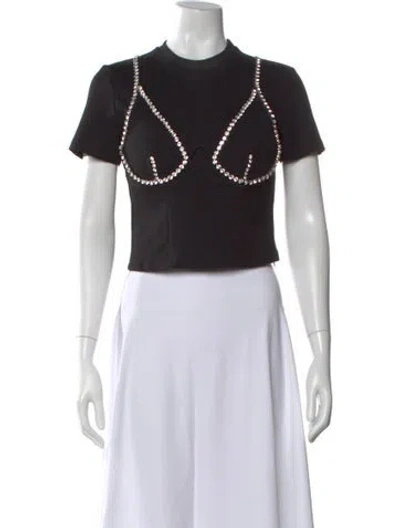 Pre-owned Area Crew Neck Short Sleeve Crop Top In Black