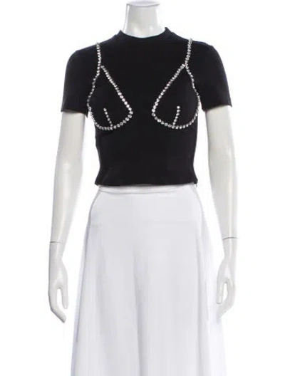 Pre-owned Area Crew Neck Short Sleeve Crop Top In Black