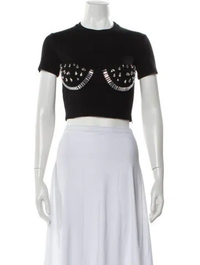 Pre-owned Area Crew Neck Short Sleeve Crop Top In Multi