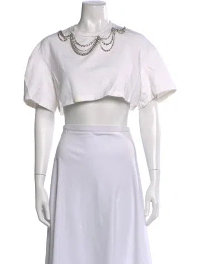 Pre-owned Area Crew Neck Short Sleeve Crop Top In Neutral