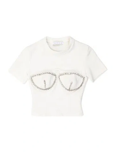 Pre-owned Area Crew Neck Short Sleeve Crop Top In Neutral
