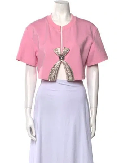 Pre-owned Area Crew Neck Short Sleeve Crop Top In Pink