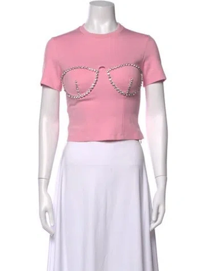 Pre-owned Area Crew Neck Short Sleeve Crop Top In Pink