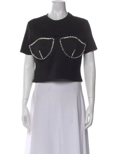 Pre-owned Area Crew Neck Short Sleeve Crop Top W/ Tags In Black