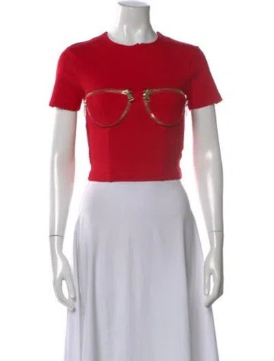 Pre-owned Area Crew Neck Short Sleeve Crop Top W/ Tags In Red
