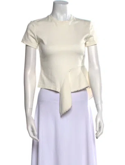 Pre-owned Area Crew Neck Short Sleeve Crop Top In White