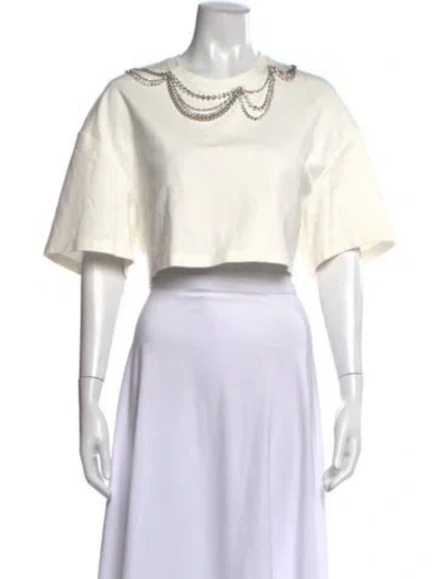 Pre-owned Area Crew Neck Short Sleeve Crop Top In White