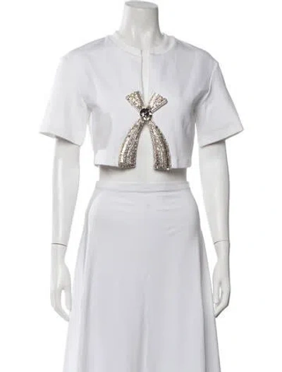 Pre-owned Area Crew Neck Short Sleeve Crop Top In White