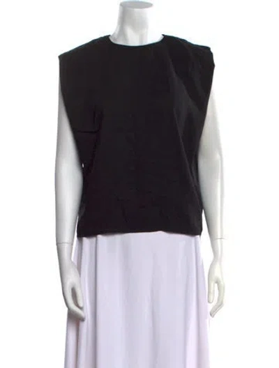 Pre-owned Area Crew Neck Sleeveless Top In Black