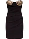 Area Strapless Embellished Draped Stretch-jersey Mini Dress In Black
