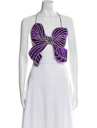 Pre-owned Area Crystal Bow Top W/ Tags In Purple