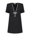 Area Crystal-embellished Stretch-ponte Mini Dress In Black