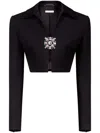 Area Crystal-brooch Cropped Jacket In Black