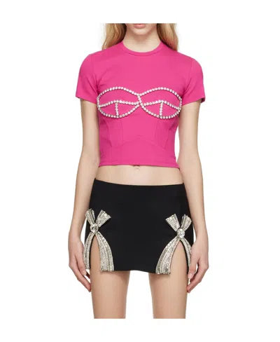 Area Ssense Exclusive Pink Crystal Bustier T-shirt