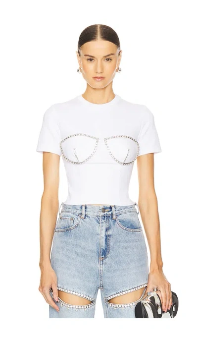 Area Crystal T-shirt With Round Neck In White