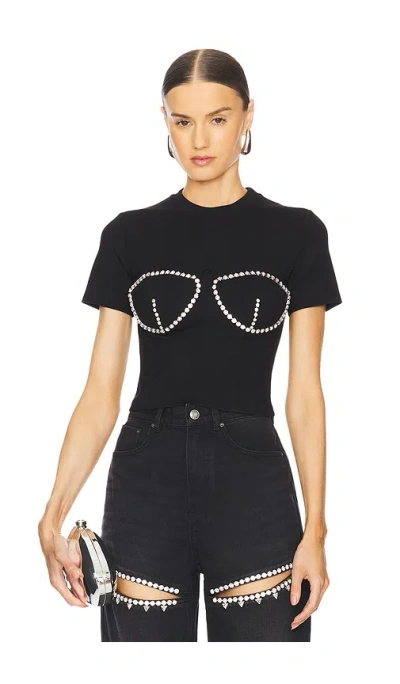Area Crystal-embellished Cup-chain T-shirt In Black