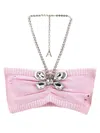 Area Crystal Butterfly Knit Bandeau Tops Pink