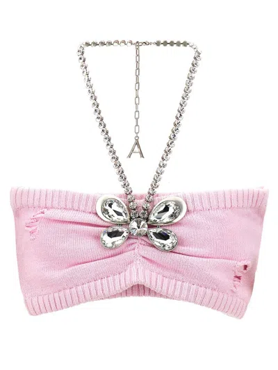AREA AREA 'CRYSTAL BUTTERFLY KNIT BANDEAU' TOP