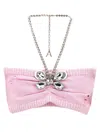 Area Crystal Butterfly Knit Bandeau Tops Pink