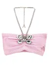 Area Crystal Butterfly Knit Bandeau Tops Pink In Pink