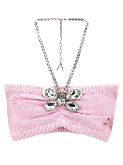 AREA CRYSTAL BUTTERFLY KNIT BANDEAU TOP