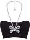 Area Crystal Butterfly Knitted Bandeau In Black
