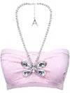 Area Crystal Butterfly Knitted Bandeau In Pink