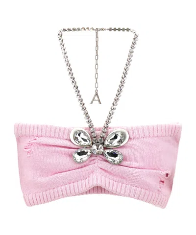 AREA AREA EMBELLISHED BUTTERFLY KNIT BANDEAU